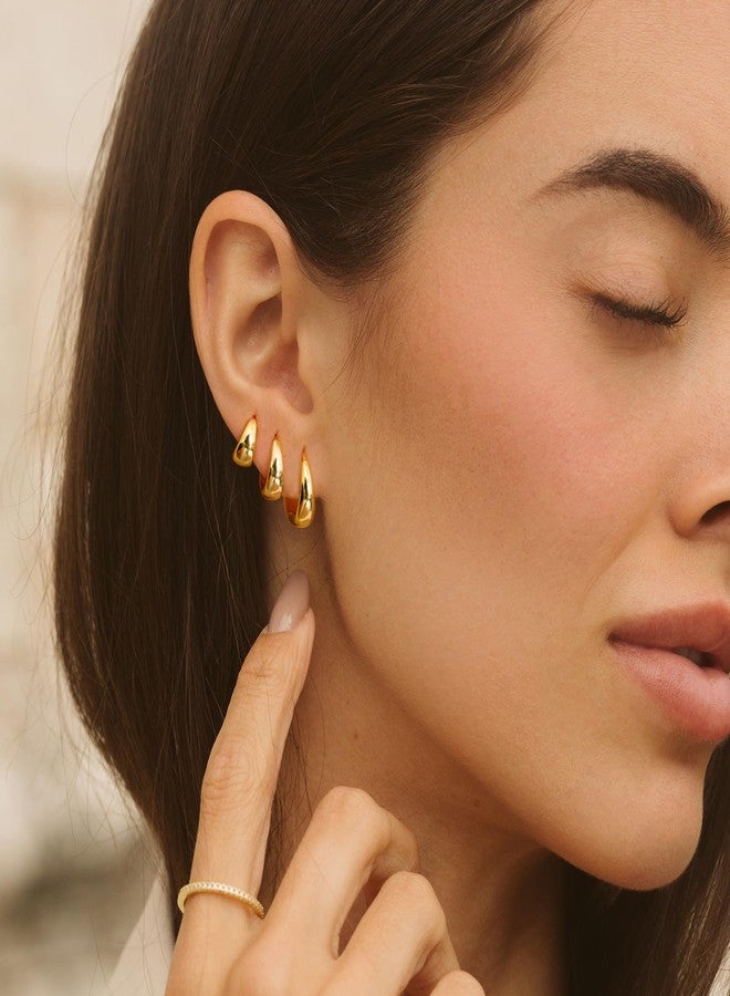Tasiso Small Hoop Earrings for Women, Dainty 14K Gold Plated Huggie Hoop Earrings Lightweight Hypoallergenic Earring Set Cute Earrings Pack for Women Trendy Jewelry Gifts - Image 3